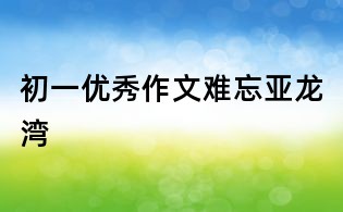 初一優(yōu)秀作文:難忘亞龍灣